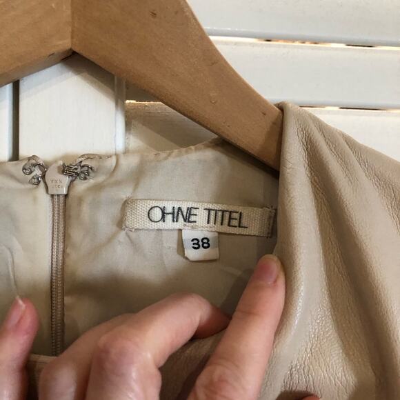 Ohne Titel Lamb Leather Fit & Flare Beige and Black Dress - Picture 2 of 7